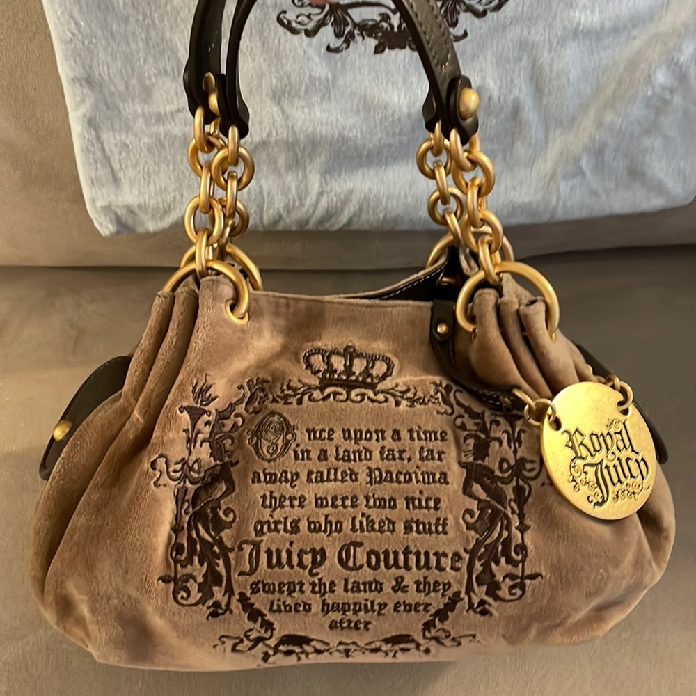 Juicy Couture Royal Juicy Dark chocolate leather handles and Light brown velour
